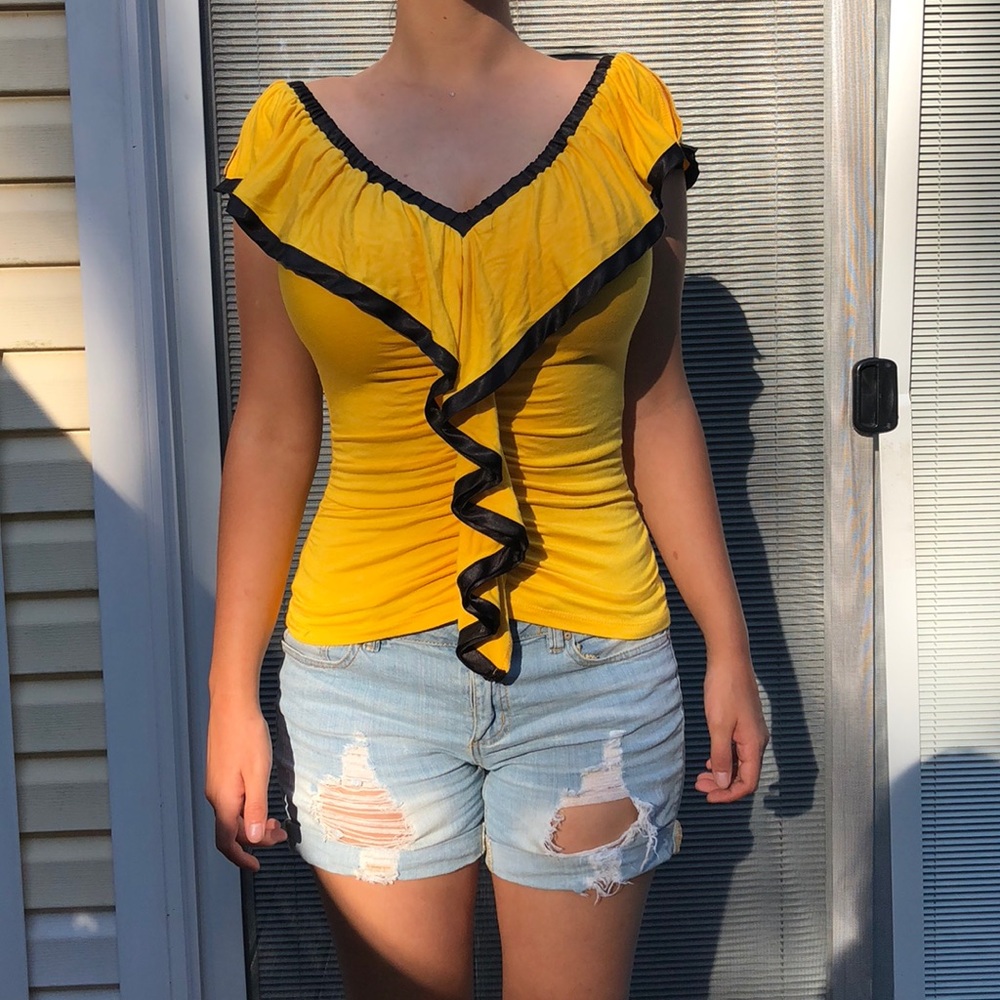 Frilly Bright Yellow Summer Blouse
